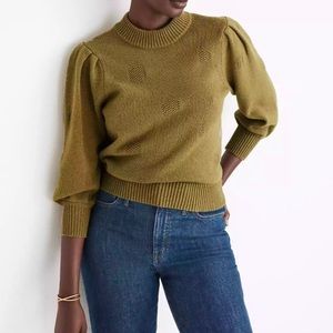 Madewell Eaton dot puff sleeved sweater